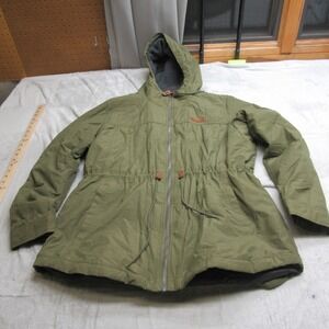 Columbia Chattfield Hill Jacket Women XL Green Hooded Parka Rain Wind Insulated